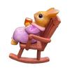 Rocking Chair Rabbit Figurine Holding Cup Cartoon Sitting Bunny Resin Statue Animal Sculpture Indoor