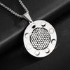 New Simple Hollow Flower of Life Mandala Moon Phase Sacred Geometric Sweater Chain Flower Necklace Jewelry