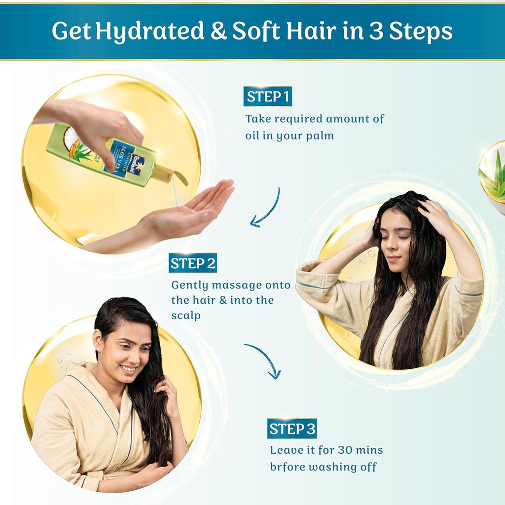Parachute Advansed Aloe Vera Enriched Coconut Hair Oil for Hydrated & Soft Hair | Intense Nourishment for Locking In Moisture