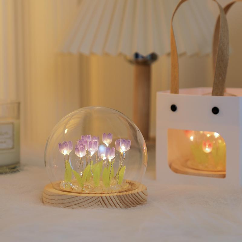 DIY Tulip LED Night Light Kit - Handmade Bedroom Ornament for Qixi Festival or Birthday Gift