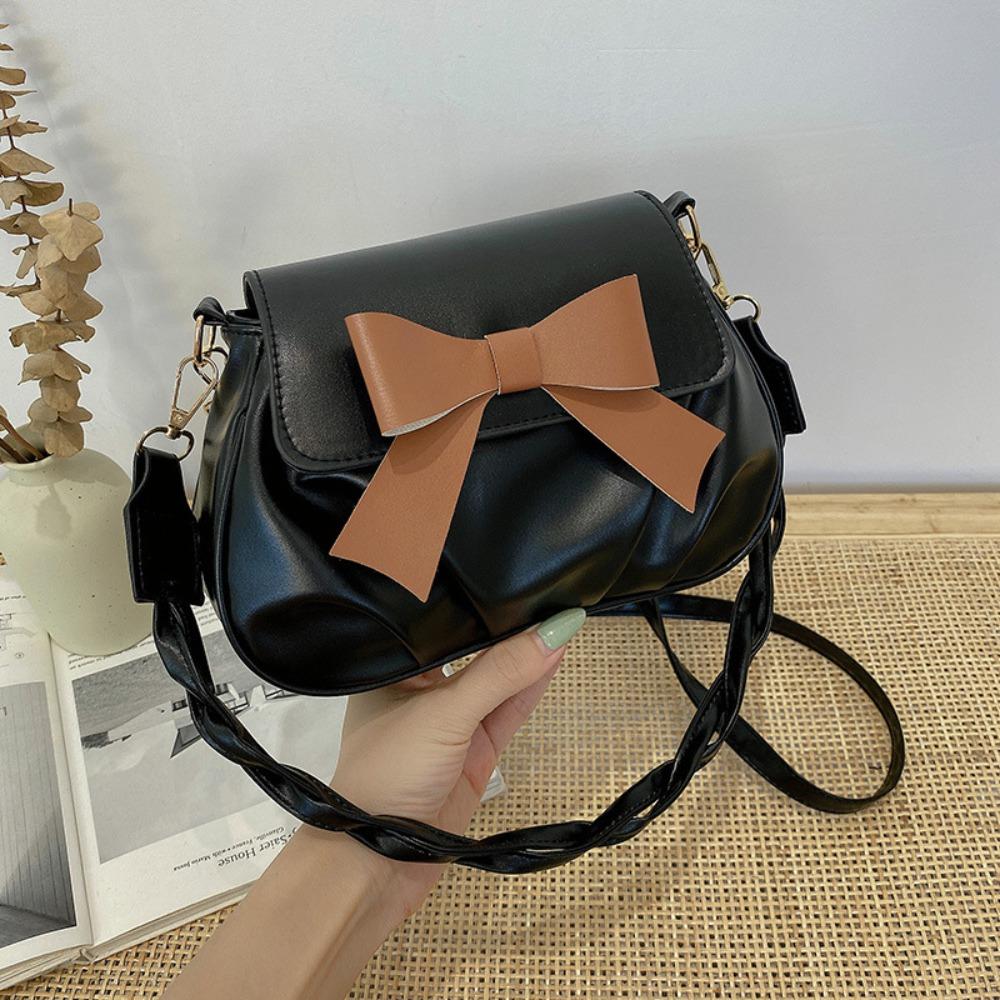 Handbag Bow Shoulder Bag Y2K PU Leather Underarm Bag Fashion Bowknot Crossbody Bag  Travel