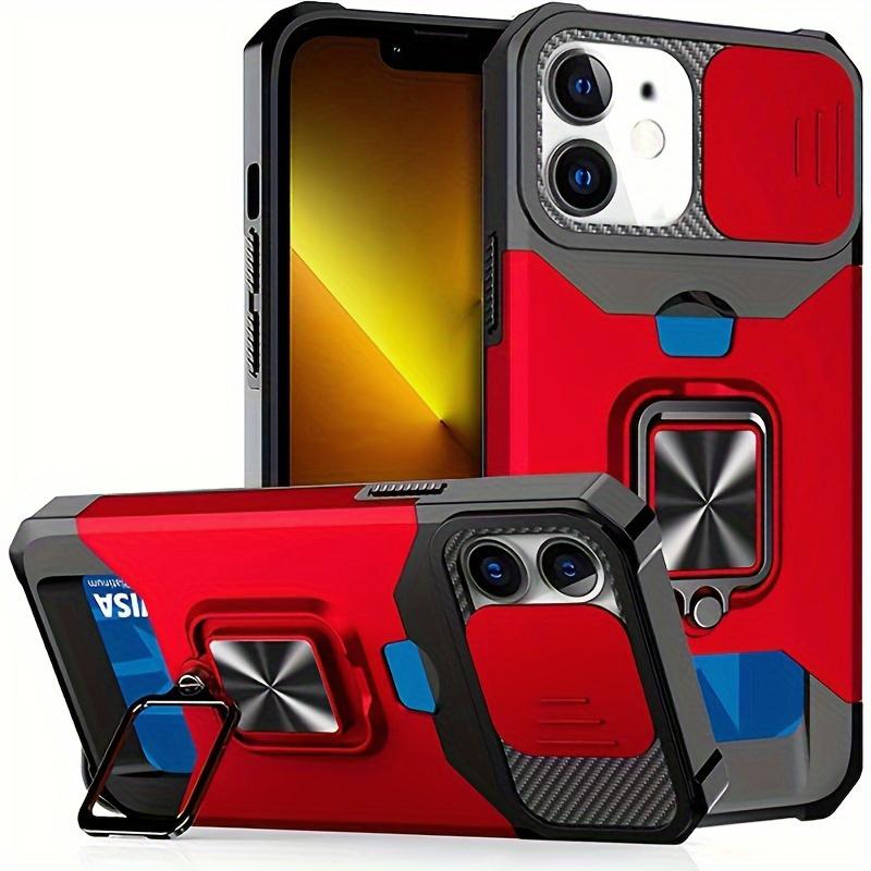 Stoßfestes, schweres Hartschalenetui mit Metallständer und Kartensteckplatz für das iPhone 16 Pro Max 15 Pro Max 14 Pro Max