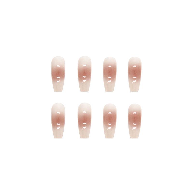 Artificial Nails Long Gradient Nude Color Wearable Nails Temperament Blush Nail Art Pieces Clean Whitening Minimalist Pure Desire 24 Pieces
