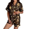 Women's Halloween Pajama Set with Short Sleeve Button Down Shirt and Shorts