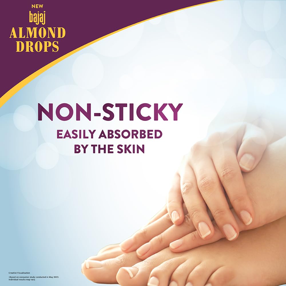 Bajaj Almond Drops Non-Sticky Body Lotion 600 ML Pack Of 1 For Long-Lasting Soft Smooth Nourished Skin