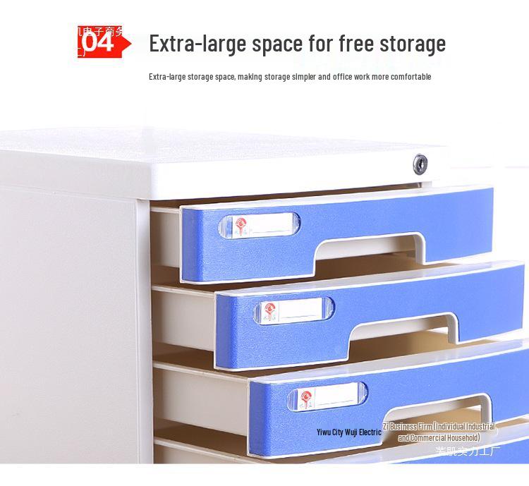 4-Drawer Lockable Plastic Office File Cabinet, Thickened Storage Box