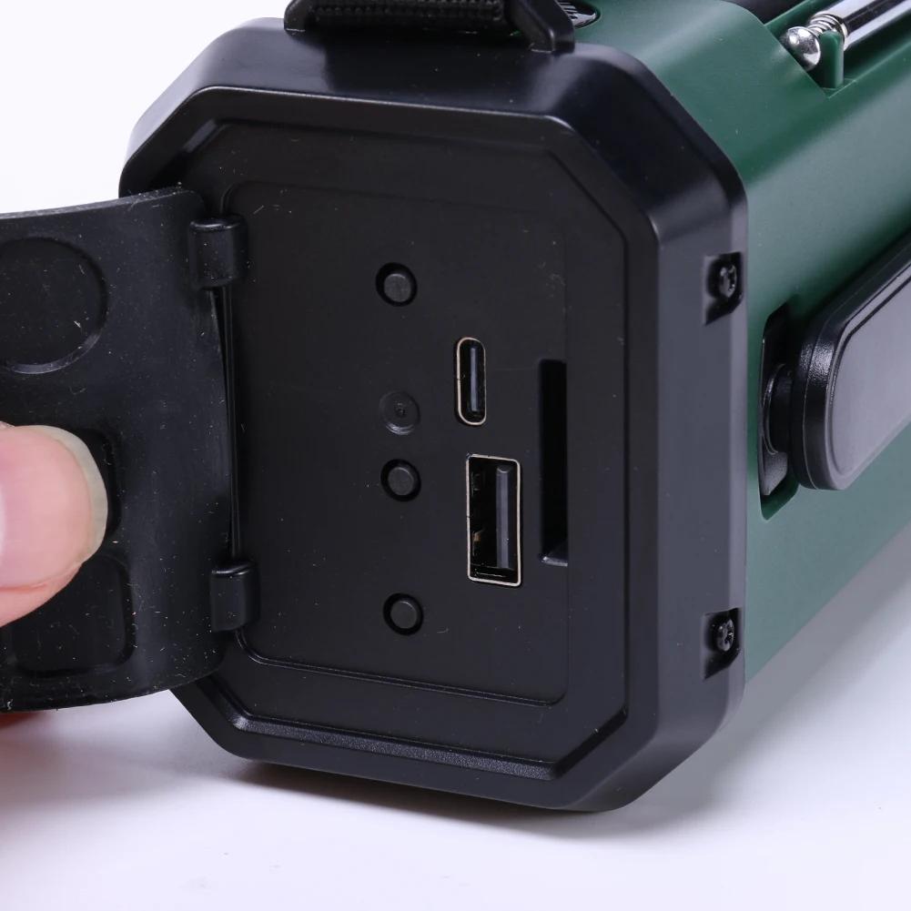 LED Emergency Radio AM/FM/WB 10000mAh Emergency Power Bank Flashlight Reading Lamp Solar Radio Charger Type-C Charging SOS Alarm