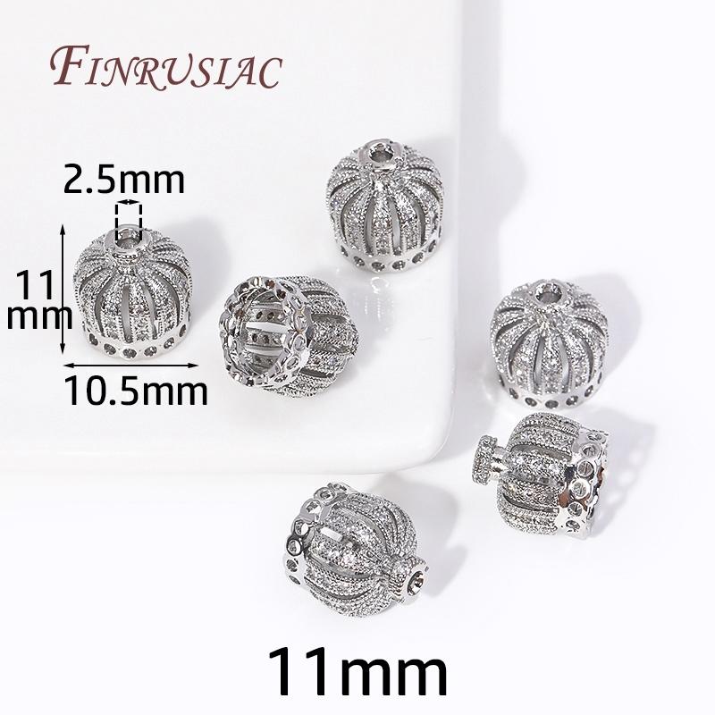 9/11/13MM 18K Gold Plated Brass with Zircon Crown Beads Caps Tassel Caps For DIY Earrings Charms Jewelry Making Components