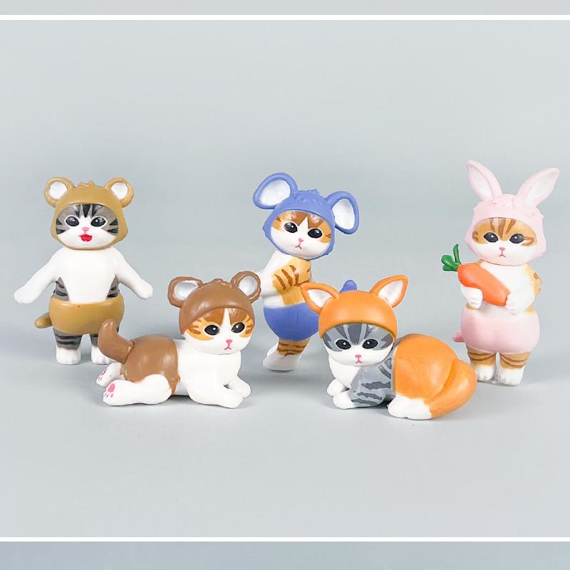 Cute Cat Mofusand Animal Costume Model Ornament Set For Desktop Decoration