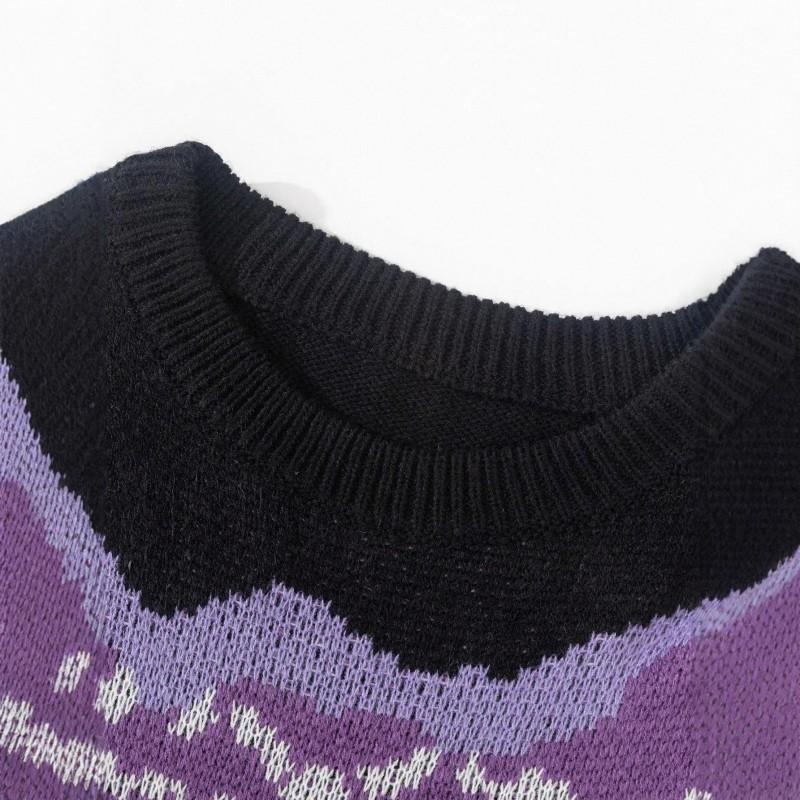 Stylish Unisex Knit Sweater With 3D Jacquard Loose Fit Round Neck Long Sleeve Streetwear Fall 2025