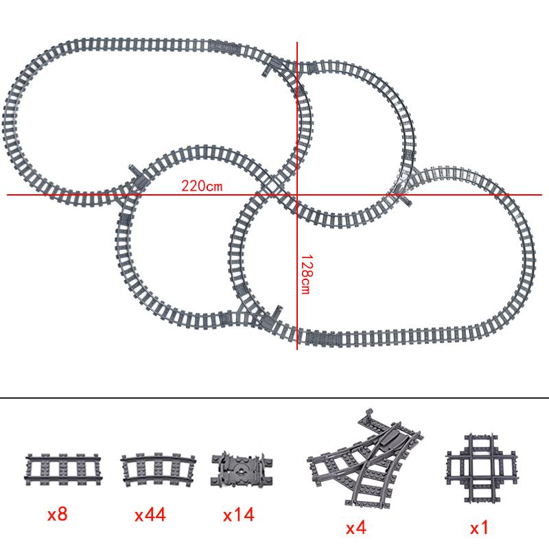 City Trains Flexible Tracks Forked Straight Curved Rails Switch Building Blocks Creative Toys for Kids Gifts