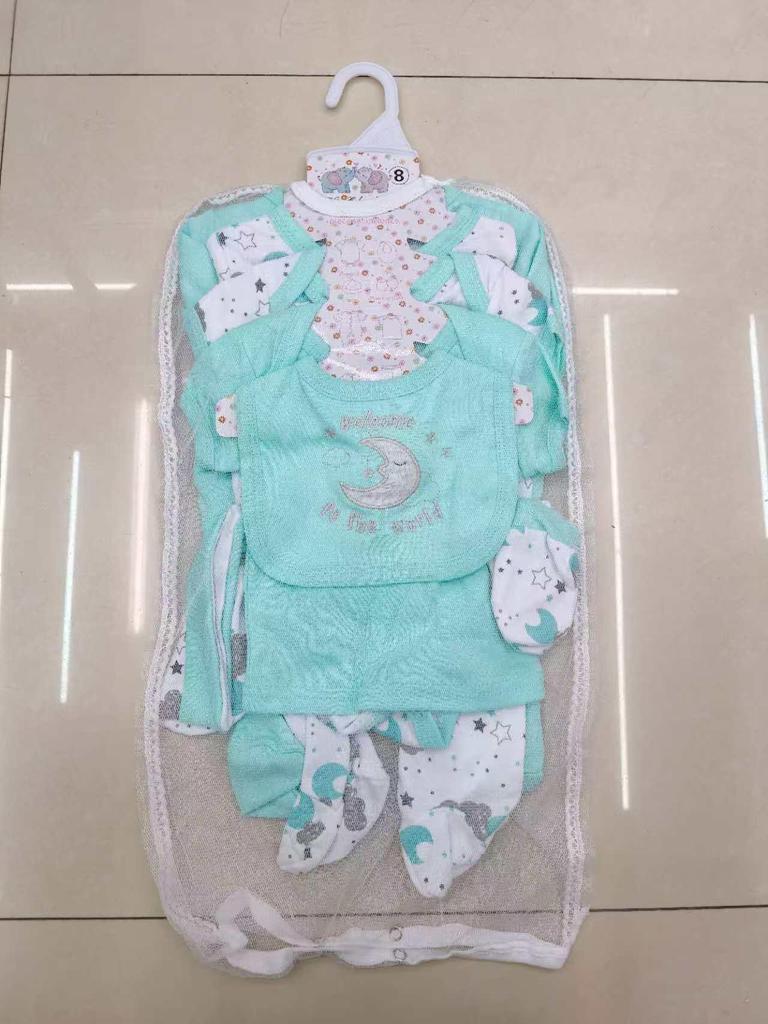 8-teiliges Pyjama-Set für Neugeborene: Bodys mit kurzen und langen Ärmeln für Frühling/Sommer