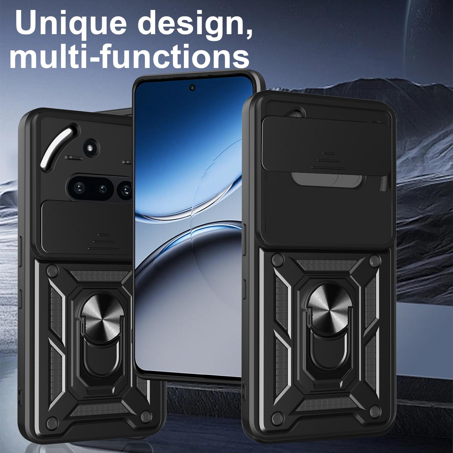 

For Nothing Phone (3a) Case with Slide Camera Lid PC+TPU Kickstand Phone Cover Red