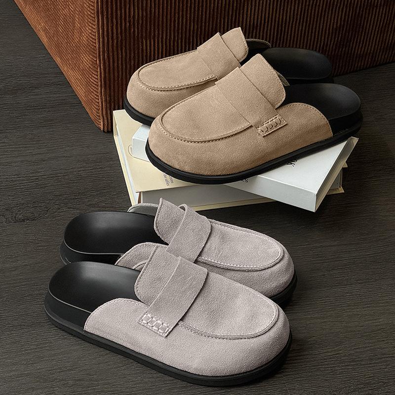 New lazy one-pedal bag head half slippers casual outdoor men's outer slippers 55336 yellow, gray-J