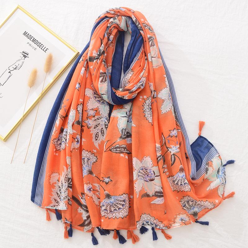Women Fashion Aztec Lovely Floral Tassel Viscose Shawl Scarf Lady Print Pashmina Stole Wrap Snood Bufandas Muslim Hijab Sjaal