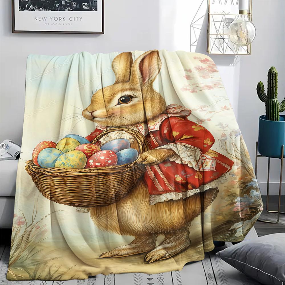 Coperta in Flanella con Stampa di Uova di Pasqua, Alta Qualità, Confortevole per Tutte le Stagioni, Decorazione per la Casa, Calore e Comfort, Perfetta per Regali di Natale