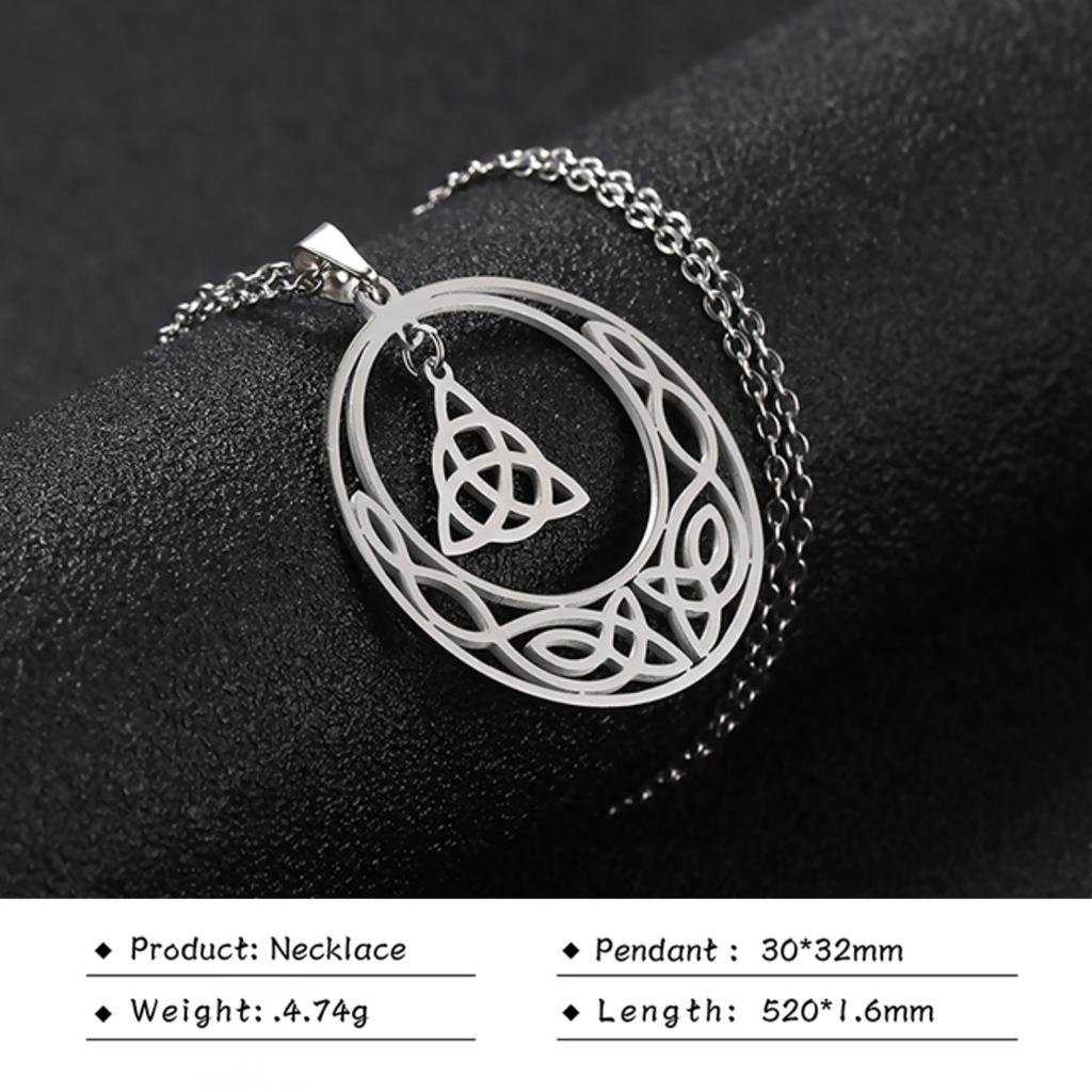 LIKGREAT Triquetra Symbol Pendant Necklace Stainless Steel Trinity Irish Celtic Witch Knot Amulet Religious Jewelry Gifts