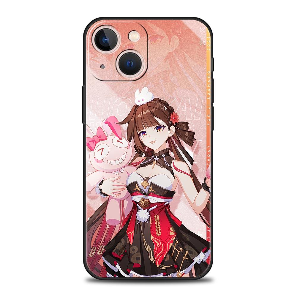 Custodia di Lusso Morbida per Telefono Honkai Impact 3rd Per iPhone 13 15 14 12 11 Pro MAX XR X SE XS 7 8 Plus Silicone Nero Copertura Protettiva