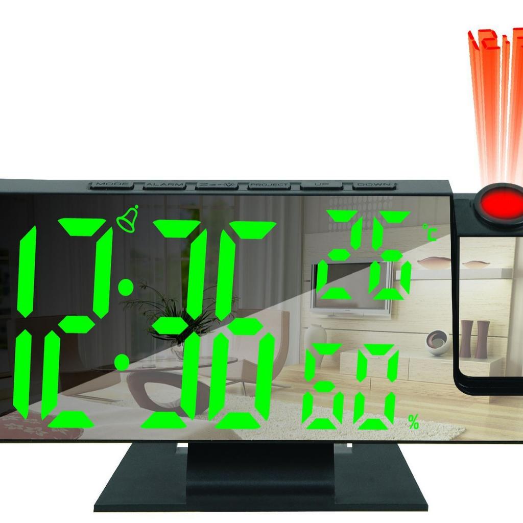 New LED Digital Mirror Desk Clock Silent Snooze Alarm Clock Temperature Display Brightness Adjustment External Power Supply