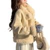 Korean Style Yellow Fur Coat: Women's Soft Petite Leather & Fur Cotton Winter Jacket
