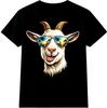 Smiling Goat T-Shirt Sunglasses Graphic Tee Funny Farm Animal Top