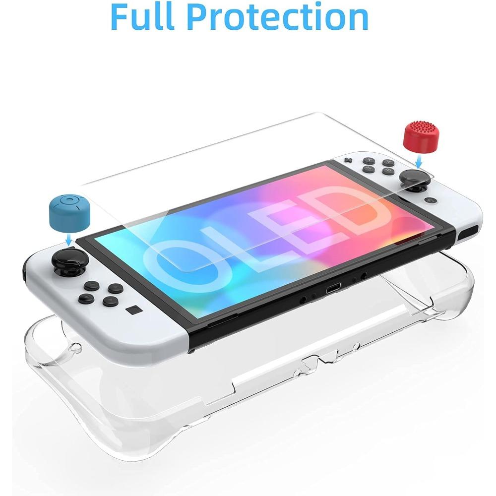 OLED Switch Case Soft TPU Case Polycarbonate Protective Case for OLED Console Accessories with Tempered Glass Screen Protector