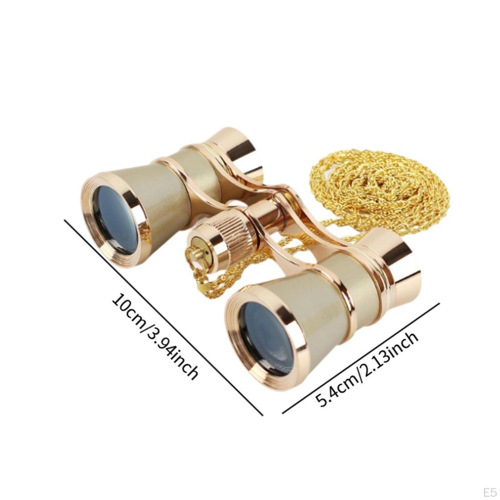 3x25 Opera Glasses Theater Binoculars with Foldable Handle & Chain for Travel Musical