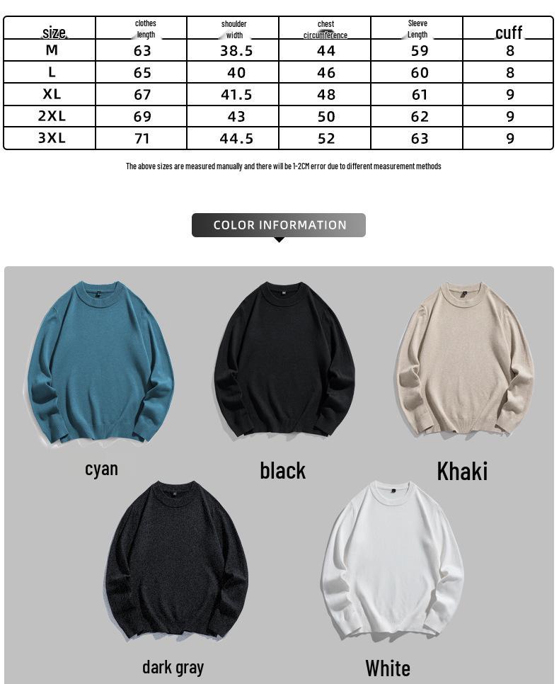 Korean Style Slim Fit Anti-Pilling Wool Sweater - Youth Casual Round Neck for Autumn & Winter