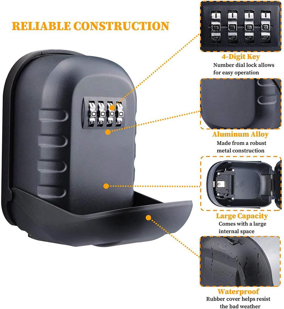 Wall-Mounted Metal Outdoor Anti-Theft Key Storage Lock Box