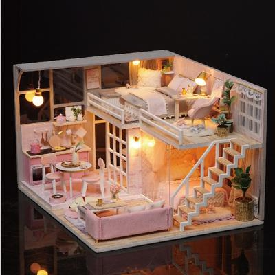 P244 Hediye DIY Bebek Evi 3D Stereo Manuel Model Montaj Evi Yaratıcı Ahşap Doğum Günü Hediyesi Oyuncak