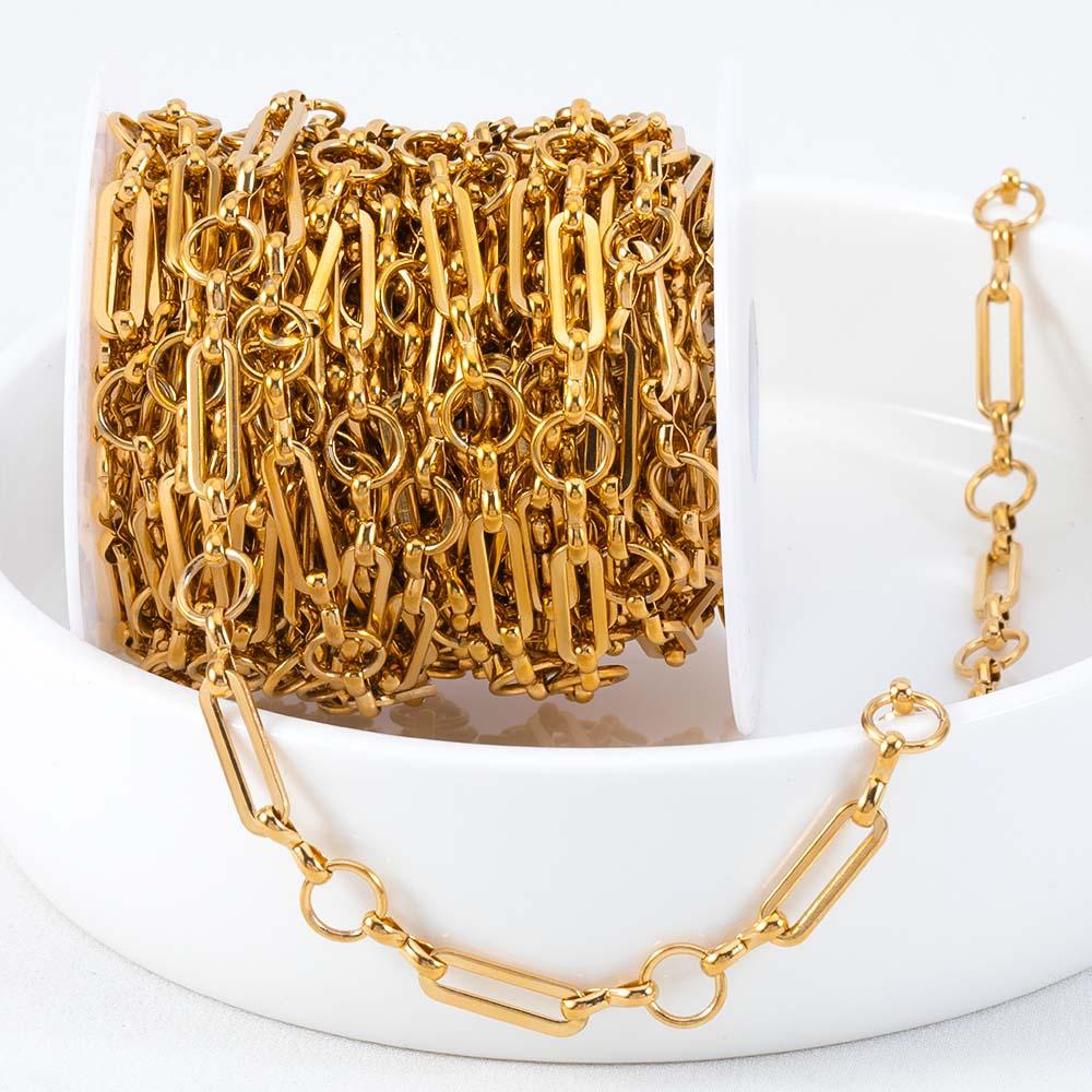 No Fade 1Meter Stainless Steel Necklace Bracelet Thick Golden Chains Geometry Rolo Cuban Link Chain DIY Jewelry Making Wholesale