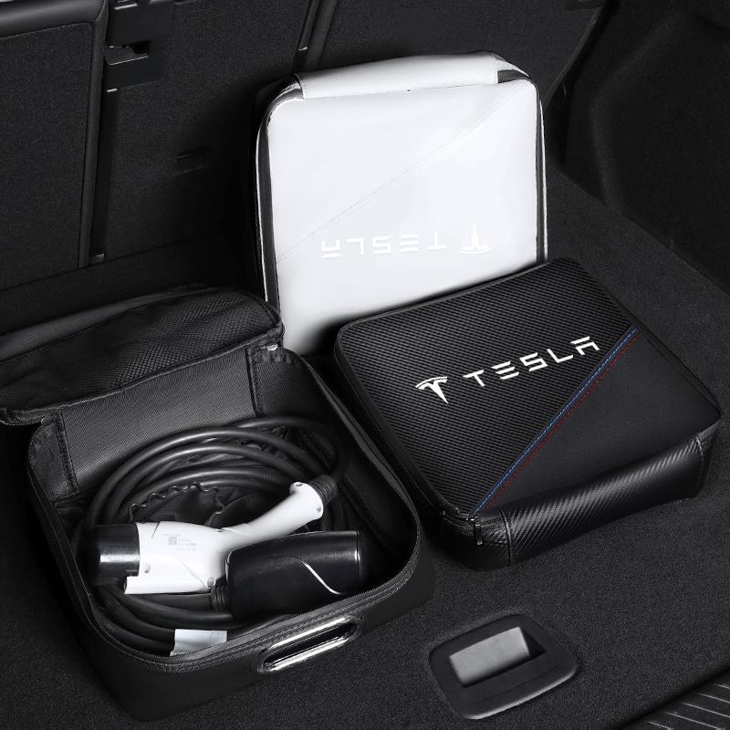LDEPG1 Car Valve Cap New Energy Car Charging Cable Storage Box Charger Portable Bag For Tesla Model 3 Y  S X Cybertruck Coil Highland