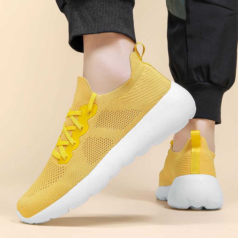 Fashion 2025 Yellow Running Shoes Men Athletic Walking Sneakers Mesh Super Lightweight Breathable Footwear Outdoor Sports Jogging Shoes