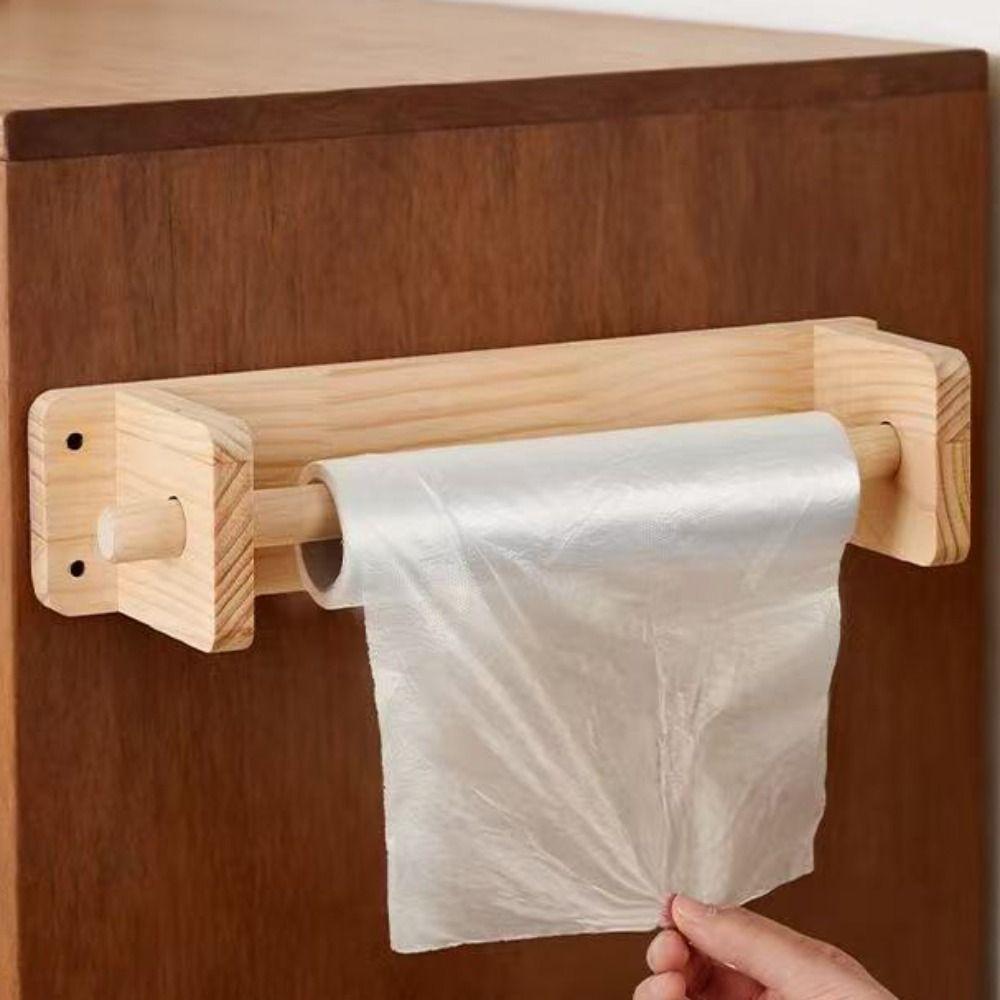 Wall Mounted Paper Towel Holder Wood Tissue Storage Holder Durable Roll Paper Hanger Home