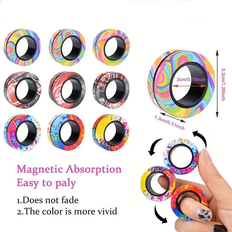 3 Stück Magnetische Ringe Spinner Fidget Spielzeug Set Finger Magnete Ringe zur Angstlinderung Therapie Fidget Pack Geschenk für Erwachsene Jugendliche Kind