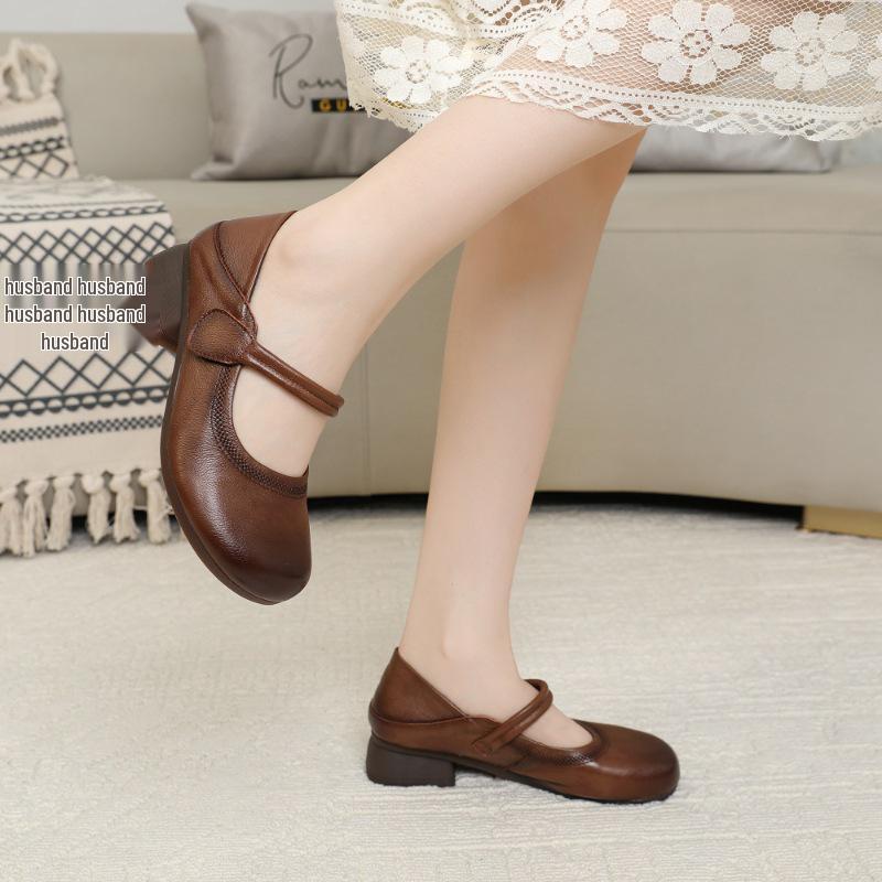 2025 Sügis Naiste Hingav Ehtsast Nahast Pealepandavad Madala Kontsaga Kingad - Pehme Tald, Väsimatute Jalgade Disain