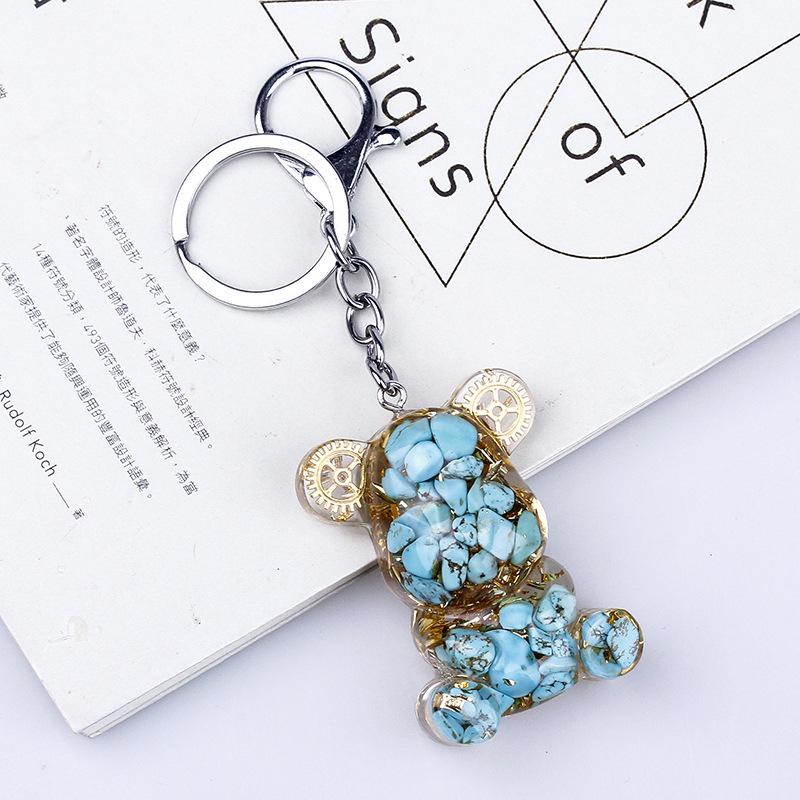 Crystal Resin Bear Keychain - Creative Hugging Bear Design for Car Keys