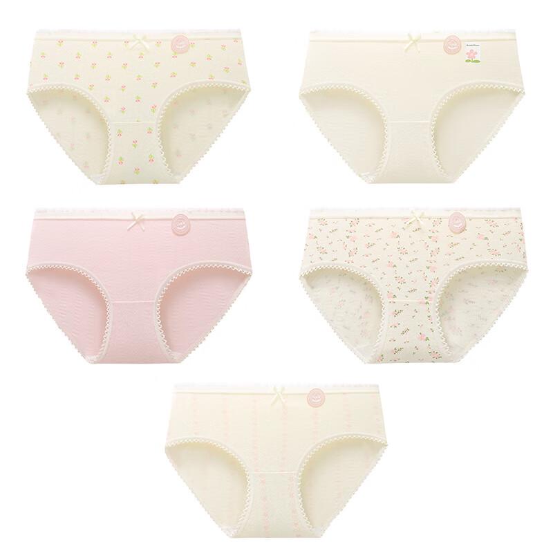 Yi Er Shuang 7A Antibacterial Cotton Mid-Waist Briefs (5-Pack)