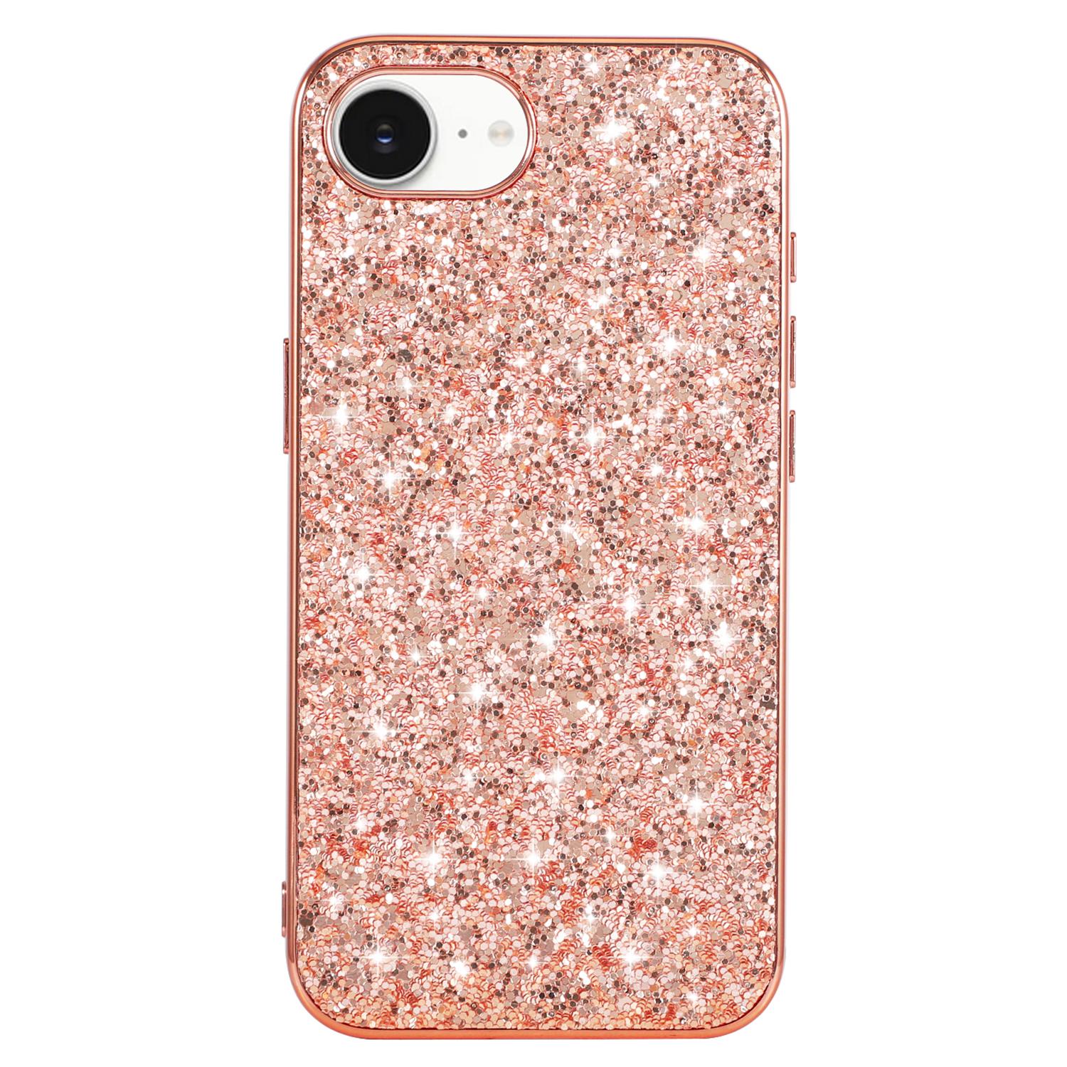 

For iPhone 16e Case TPU+PC Sparkling Glitter Phone Back Cover Silver