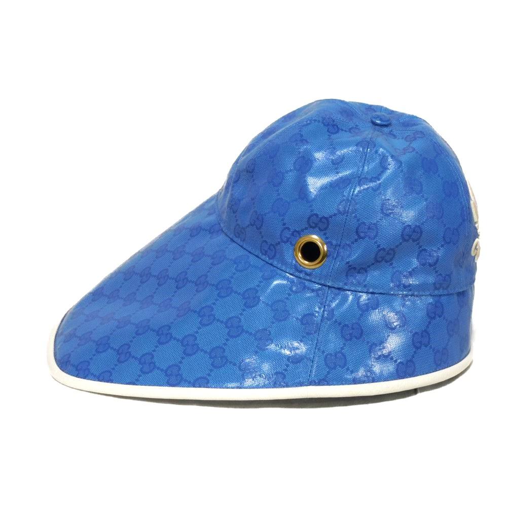 Used Adidas GG Crystal Bucket Hat 9539 724628 3HANY 4377 7919 Double G Trefoil Logo M 22.4" Blue Unisex from Japan