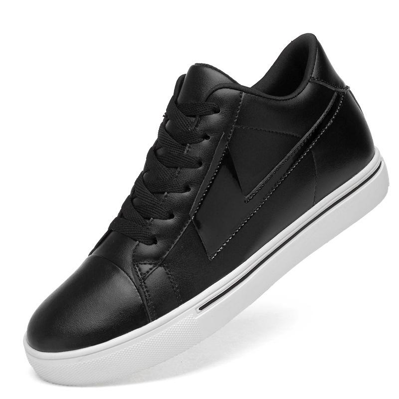 Men's Trendy Cowhide Sneakers - 8CM Taller, Round Toe, Thick Sole, Casual Sports Shoes