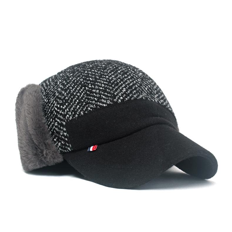 Winter männer Samt Warme Gehörschutz Baseball Kappe Gestrickte Dicke Wolle Kappe Mittleren alters Outdoor Kalt-proof Kappe