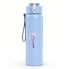 1PC Three thin tree line sketch minimal print 750ml colorful plastic sports water bottle leakproof pop up lid with straw for outdoor work home use