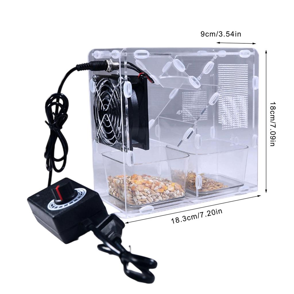 Bird Seed Processor Acrylic Shell Splitter Adjustable Speed Fan Detachable Washable for Quick and Efficient Shelling