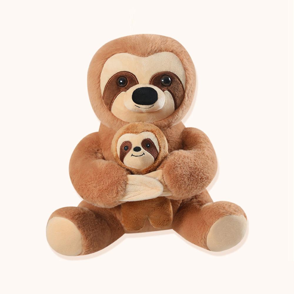 Simulation Mother and Child Sloth Doll Plush Toy Zoo Sloth Doll Child Companionship Soothing Rag Doll