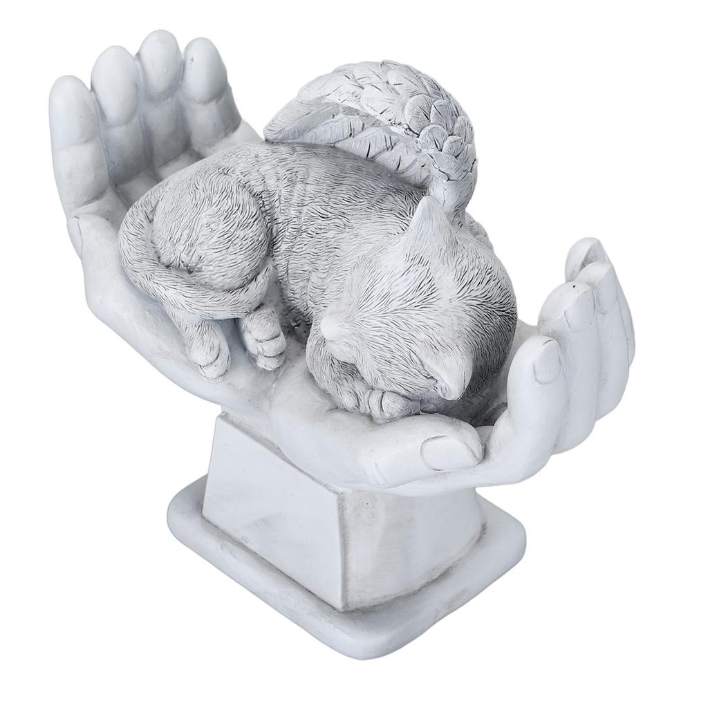 Pamětní socha mazlíčka Venkovní zahradní dekorace Ornament Anděl s Božíma rukama Náhrobek kočka