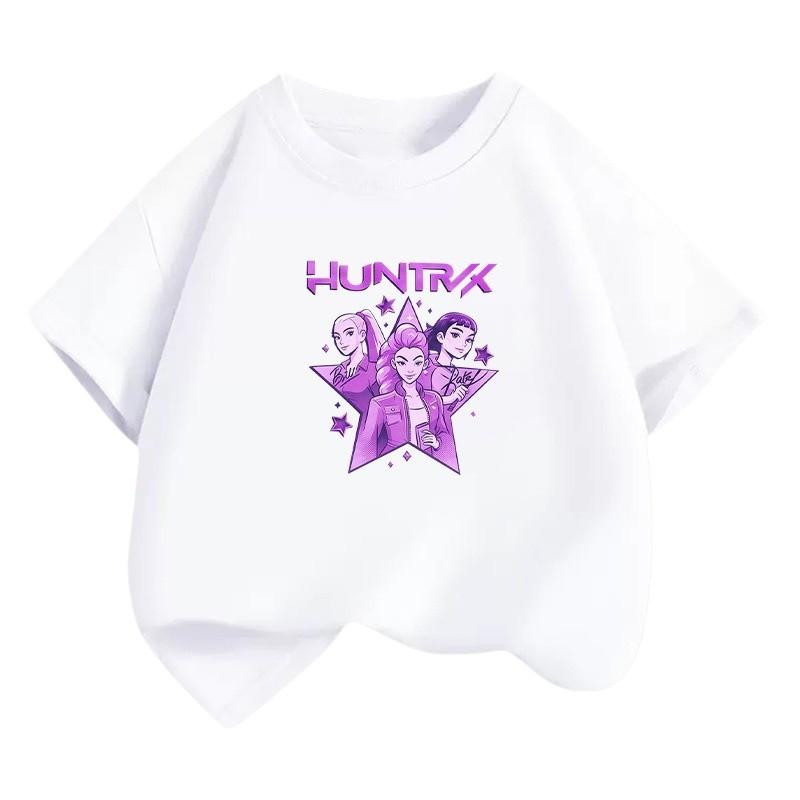 Kids Girls Kpop Hunters Zoey Mira Rumi Print Round Neck T-shirt 110cm белый