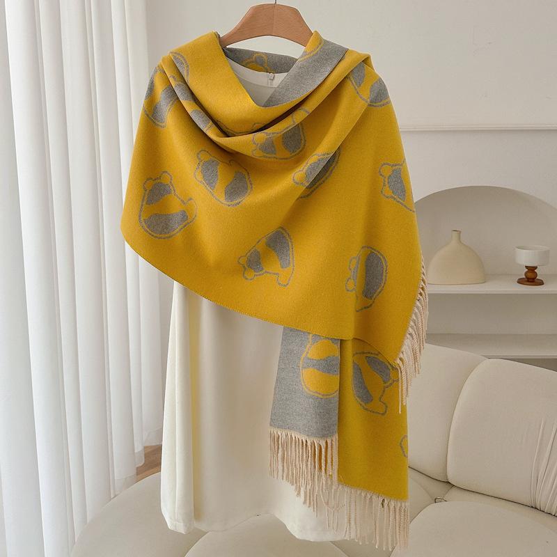 Luxury Brand Cashmere Women Animal Scarf Winter Warm Shawl and Wrap Bandana Pashmina Female Foulard Square Thick Blanket Poncho