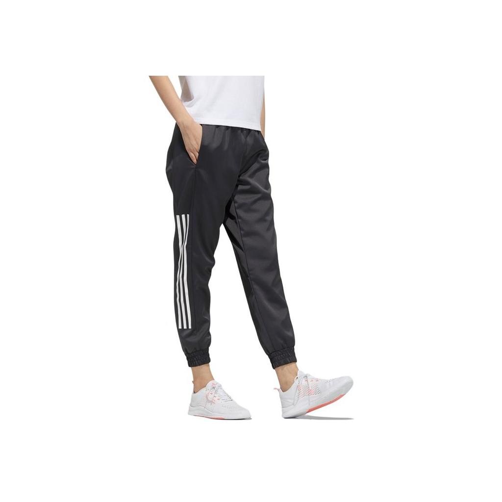 Adidas Neo Tapered Cuff Striped Mid-Rise Knit Sports Pants Women Pants Black GP5411