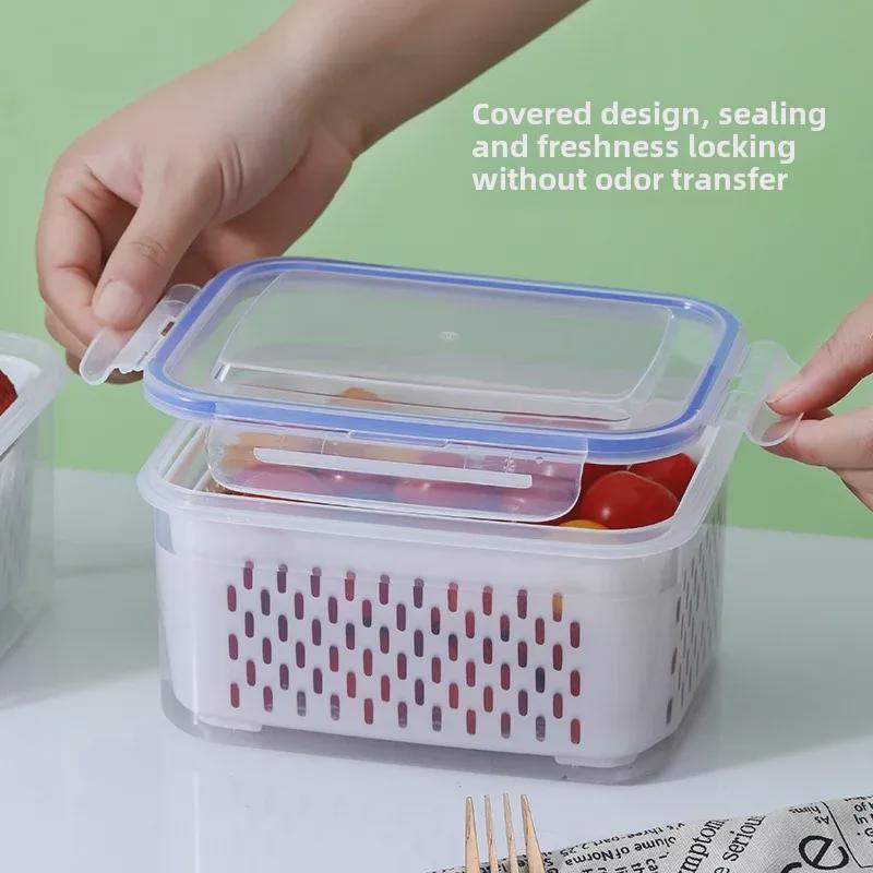 B2B Cross-Border Refrigerator Storage Box with Lid for Fresh Vegetables and Fruits